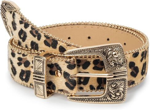 Utaly Women's Leopard Belts with Gold Buckle Fashion Cheetah Print Waist Belt Ladies Belts for Jeans Dress in Kuwait