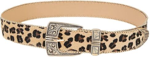 Utaly Women's Leopard Belts with Gold Buckle Fashion Cheetah Print Waist Belt Ladies Belts for Jeans Dress in Kuwait