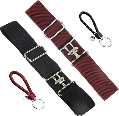 2 Pieces Equestrian Belts for Women, Adjustable Elastic Horse Riding Belt with Metal Horse Bit Buckle, Stretch Sporting Belts for Breeches and Casual Wear in Saudi Arabia
