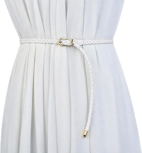 Women's Braided Skinny PU Leather Woven Belt for Summer Dresses Beach Vacation in Kuwait