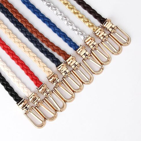 Women's Braided Skinny PU Leather Woven Belt for Summer Dresses Beach Vacation in Kuwait