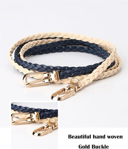 Women's Braided Skinny PU Leather Woven Belt for Summer Dresses Beach Vacation in Kuwait