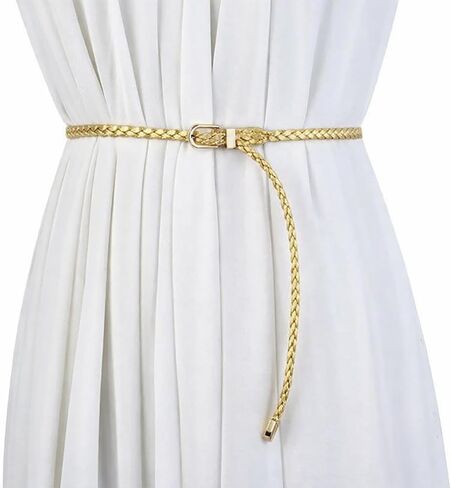 Women's Braided Skinny PU Leather Woven Belt for Summer Dresses Beach Vacation in Kuwait