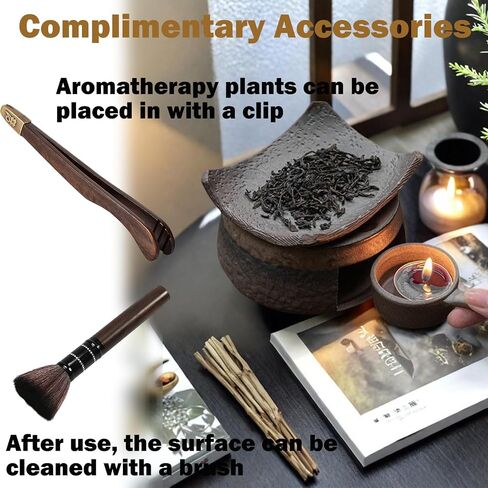 Incense Burner Kit, Zen Burner, Zen Ceramic Incense Holder with Wooden Tongs, Ceramic Aromatherapy Burner, Aromatherapy Stove for Bedtime Calm, Meditation, Home and Office in Saudi Arabia