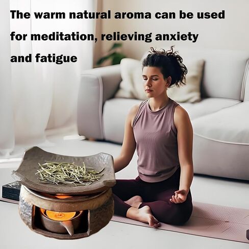 Incense Burner Kit, Zen Burner, Zen Ceramic Incense Holder with Wooden Tongs, Ceramic Aromatherapy Burner, Aromatherapy Stove for Bedtime Calm, Meditation, Home and Office in Saudi Arabia