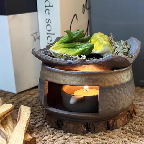 Incense Burner Kit, Zen Burner, Zen Ceramic Incense Holder with Wooden Tongs, Ceramic Aromatherapy Burner, Aromatherapy Stove for Bedtime Calm, Meditation, Home and Office in Saudi Arabia