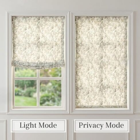 Everyday Celebration Elegant Floral Bird Relaxed Roman Shades, Light Filtering Blinds, Cordless Lift, Pull Down Window Treatment for Home, 34" W x 64" H Blossombird in Saudi Arabia