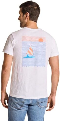 Life is Good. Men's Sail Into the Sunset Short Sleeve Slub Slim Fit Tee, Cloud White in Kuwait