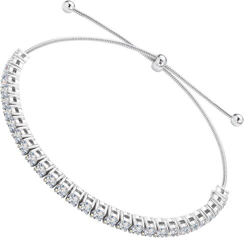 Moissanite Tennis Bracelet for Women Adjustable, 3/4/5mm Lab Diamond Bracelet 18k white gold plated, Wedding Bridal Prom Jewelry Birthday Gift for Mother Wife Girlfriend in Saudi Arabia