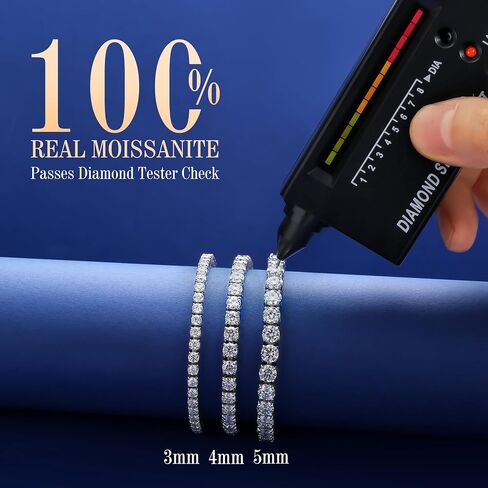 Moissanite Tennis Bracelet for Women Adjustable, 3/4/5mm Lab Diamond Bracelet 18k white gold plated, Wedding Bridal Prom Jewelry Birthday Gift for Mother Wife Girlfriend in Saudi Arabia