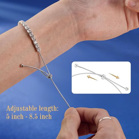 Moissanite Tennis Bracelet for Women Adjustable, 3/4/5mm Lab Diamond Bracelet 18k white gold plated, Wedding Bridal Prom Jewelry Birthday Gift for Mother Wife Girlfriend in Saudi Arabia