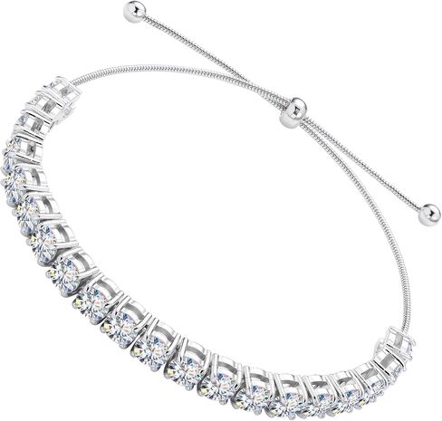 Moissanite Tennis Bracelet for Women Adjustable, 3/4/5mm Lab Diamond Bracelet 18k white gold plated, Wedding Bridal Prom Jewelry Birthday Gift for Mother Wife Girlfriend in Saudi Arabia