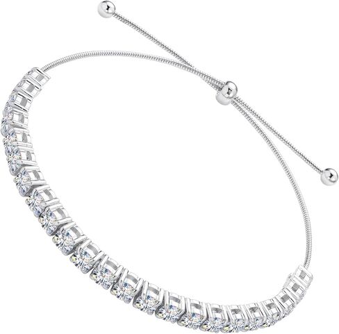 Moissanite Tennis Bracelet for Women Adjustable, 3/4/5mm Lab Diamond Bracelet 18k white gold plated, Wedding Bridal Prom Jewelry Birthday Gift for Mother Wife Girlfriend in Saudi Arabia