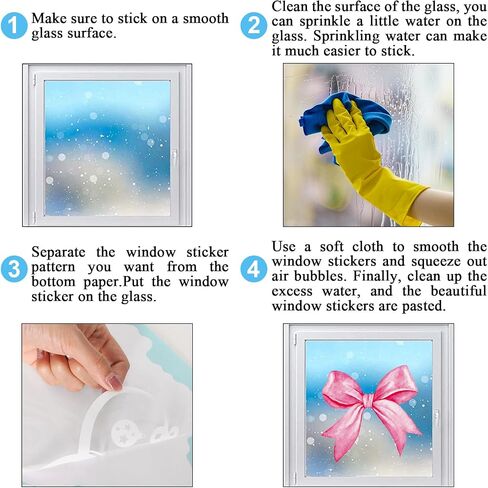 JarThenaAMCS 9 Sheets Trendy Bow Window Clings Watercolor Light Pink Bow Window Stickers Double-Sided Glass Decals for Valentine's Day Coquette Birthday Home School Office Decor in Kuwait