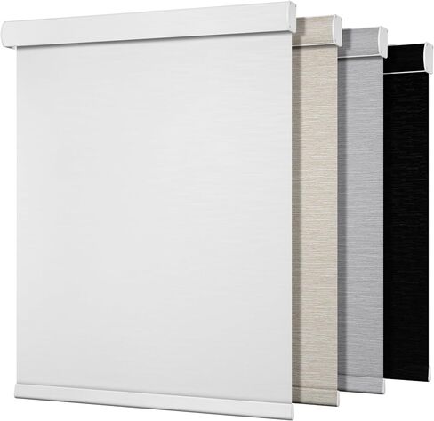 Boolegon Blackout Roller Shades for Windows,Cordless,Pull Down Roller Blinds,Thermal Insulated Fabric UV Protection,Window Shades Blinds for Home,Door,Easy to Install,Blackout-White,Customize Now in Saudi Arabia