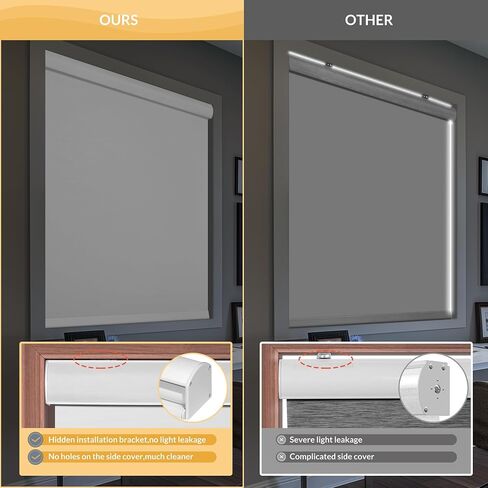 Boolegon Blackout Roller Shades for Windows,Cordless,Pull Down Roller Blinds,Thermal Insulated Fabric UV Protection,Window Shades Blinds for Home,Door,Easy to Install,Blackout-White,Customize Now in Saudi Arabia