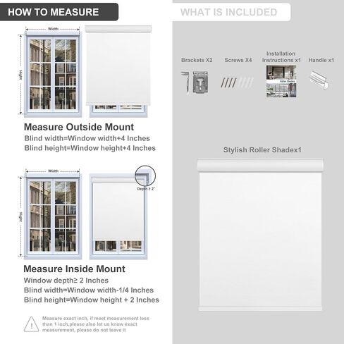 Boolegon Blackout Roller Shades for Windows,Cordless,Pull Down Roller Blinds,Thermal Insulated Fabric UV Protection,Window Shades Blinds for Home,Door,Easy to Install,Blackout-White,Customize Now in Saudi Arabia
