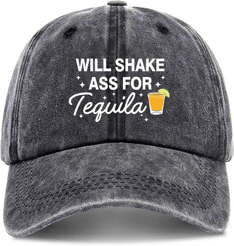 zcyhtqp, Will Shake Ass for Tequila, Funny Baseball Cap, Funny Trucker Hats with Sayings, Adjustable Cotton Baseball Cap, Humorous Drinking Party Hats for Adult Parties & Events Black in Saudi Arabia