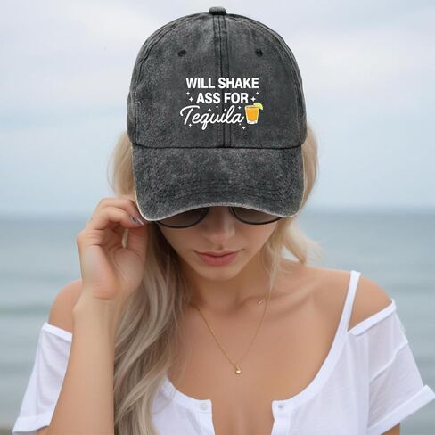 zcyhtqp, Will Shake Ass for Tequila, Funny Baseball Cap, Funny Trucker Hats with Sayings, Adjustable Cotton Baseball Cap, Humorous Drinking Party Hats for Adult Parties & Events Black in Saudi Arabia