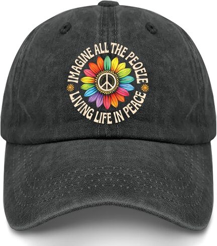 Imagine All THE Peoples, Living Life in Peace Hats for Womens Cool Washed Distressed Baseball Caps in Kuwait