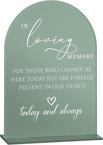 علامة زفاف Junkin in Loving Memory مع حامل مقاس 5 بوصات × 7 بوصات من الأكريليك الأخضر الحكيم علامة طاولة تذكارية بتصميم قوس حديث باللون الأبيض لحفلات الزفاف أو الاستقبال أو الجنازة أو الاحتفال in Kuwait