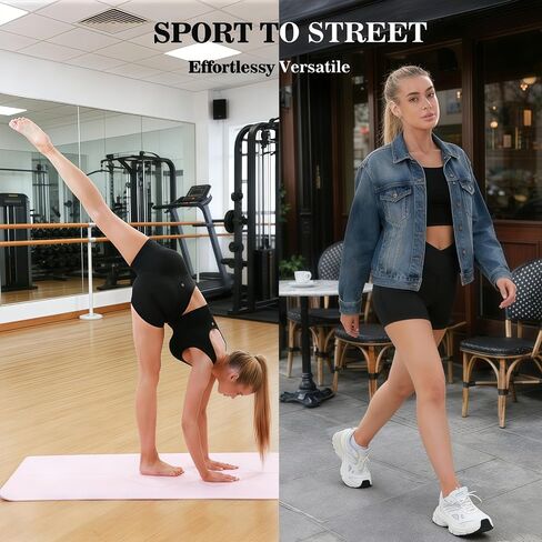 Crossover High Waisted Biker Shorts for Women, Non See Through Yoga Workout Athletic Shorts, Soft Stretchy Fabric in Saudi Arabia