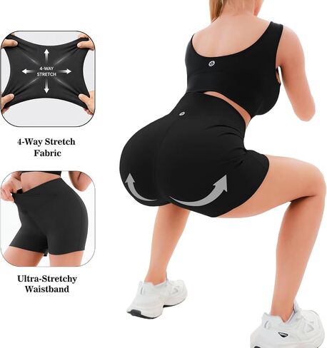 Crossover High Waisted Biker Shorts for Women, Non See Through Yoga Workout Athletic Shorts, Soft Stretchy Fabric in Saudi Arabia