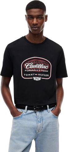تي شيرت Tommy Hilfiger للرجال F1 بأكمام قصيرة برسومات نصية in Kuwait