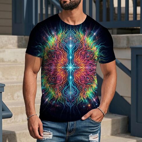 Men's Space Galaxy Graphic T-Shirt, Crew Neck Short Sleeve Summer Casual Tee in Kuwait