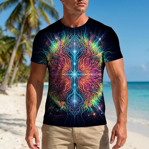 Men's Space Galaxy Graphic T-Shirt, Crew Neck Short Sleeve Summer Casual Tee in Kuwait