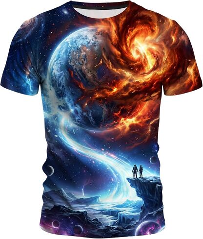 Men's Space Galaxy Graphic T-Shirt, Crew Neck Short Sleeve Summer Casual Tee in Kuwait