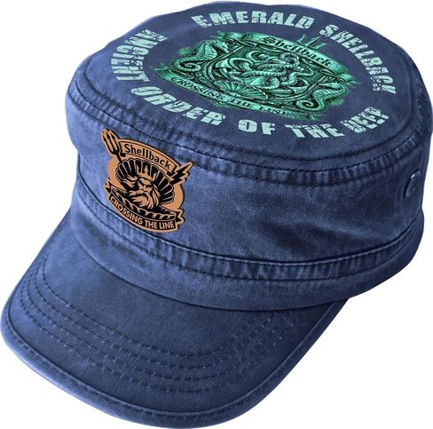 Military Cap Emerald Shellback Navy | Adjustable Washed Cotton Hat | Unique Design (U.S. Patent Pending) in Saudi Arabia