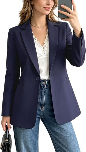 Women's Blazer Business Casual Single Button Jacket Long Sleeve Suit for Work Office in Saudi Arabia
