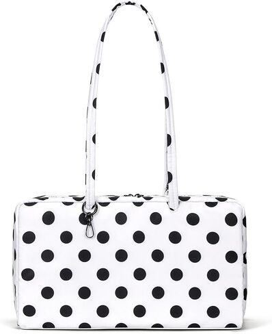 Nylon Polka Dots Bowler Bag Polka Dots Purse for Women Nylon Shoulder Bag Top Handle Tote Bag with Key Leash in Saudi Arabia