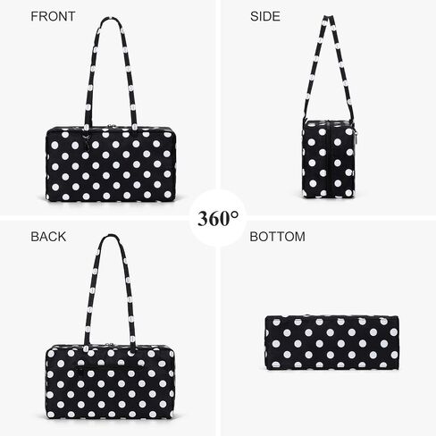 Nylon Polka Dots Bowler Bag Polka Dots Purse for Women Nylon Shoulder Bag Top Handle Tote Bag with Key Leash in Saudi Arabia