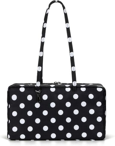 Nylon Polka Dots Bowler Bag Polka Dots Purse for Women Nylon Shoulder Bag Top Handle Tote Bag with Key Leash in Saudi Arabia
