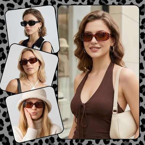 3 Pairs Retro Rectangle Sunglasses for Women and Men 90s Vintage Narrow Square Sunnies Trendy Sun Glasses in Saudi Arabia