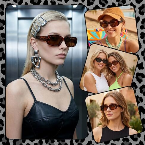 3 Pairs Retro Rectangle Sunglasses for Women and Men 90s Vintage Narrow Square Sunnies Trendy Sun Glasses in Saudi Arabia