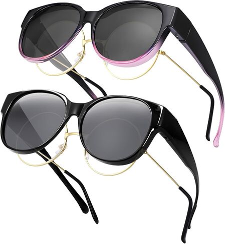 JATEBI 2 Pack Sunglasses Over Glasses Women Polarized, Fit Over Sunglasses for Prescription Glasses UV400 in Kuwait