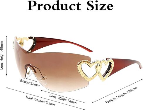 2Pcs Wrap Around Y2K Rimless Sunglasses Women Men Oversized 2000S Trendy Fashion Futuristic Sun Glasses Cool Shade in Saudi Arabia