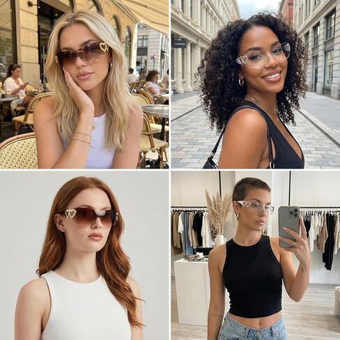 2Pcs Wrap Around Y2K Rimless Sunglasses Women Men Oversized 2000S Trendy Fashion Futuristic Sun Glasses Cool Shade in Saudi Arabia