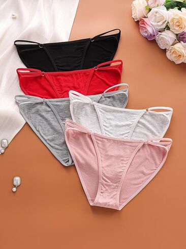 Women Bikini Underwear Breathable Ladies Panties Low Rise Comfortable Briefs Invisible Hipster 5-Pack in Kuwait