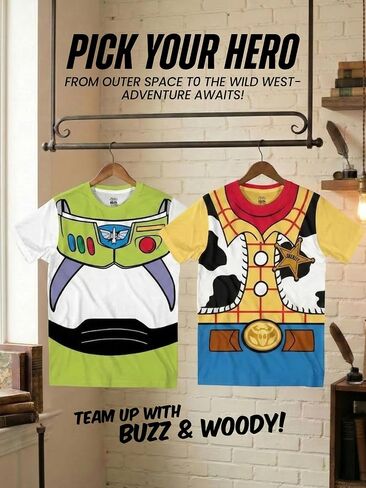 Toy Story Woody Sheriff or Buzz Lightyear T-Shirt for Boys & Girls Soft Lightweight Graphic Tee, Short Sleeve for Youth S-XL in Saudi Arabia