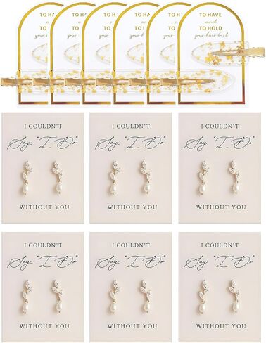 Bridesmaid Proposal Gifts Set of 4/6/8 Pairs Bridesmaid Earrings and Hair Clips I Couldn't Say I Do Without You Earring Cards Bridal Party Gifts for Bridesmaids Wedding Day in Saudi Arabia