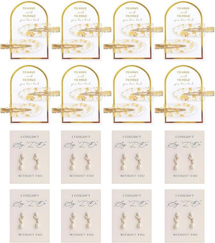 Bridesmaid Proposal Gifts Set of 4/6/8 Pairs Bridesmaid Earrings and Hair Clips I Couldn't Say I Do Without You Earring Cards Bridal Party Gifts for Bridesmaids Wedding Day in Kuwait