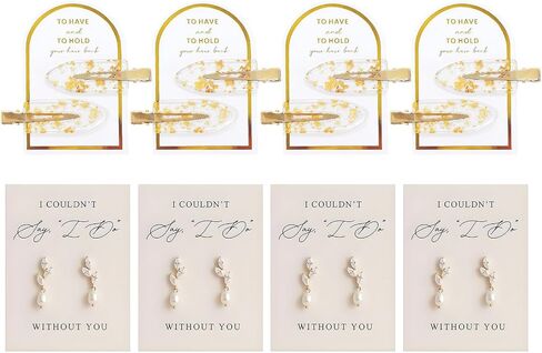 Bridesmaid Proposal Gifts Set of 4/6/8 Pairs Bridesmaid Earrings and Hair Clips I Couldn't Say I Do Without You Earring Cards Bridal Party Gifts for Bridesmaids Wedding Day in Kuwait