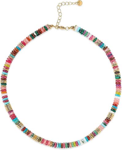 Freie Liebe Colorful Beaded Choker Necklaces for Women, Rainbow Gemstone Choker Natural Stone Necklace Summer Boho Beach Jewelry in Saudi Arabia