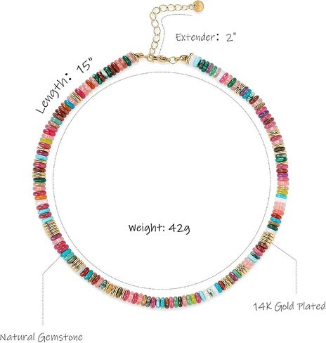 Freie Liebe Colorful Beaded Choker Necklaces for Women, Rainbow Gemstone Choker Natural Stone Necklace Summer Boho Beach Jewelry in Saudi Arabia