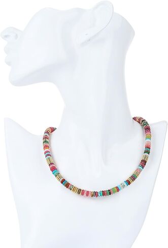 Freie Liebe Colorful Beaded Choker Necklaces for Women, Rainbow Gemstone Choker Natural Stone Necklace Summer Boho Beach Jewelry in Saudi Arabia