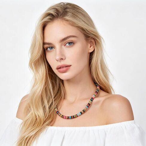 Freie Liebe Colorful Beaded Choker Necklaces for Women, Rainbow Gemstone Choker Natural Stone Necklace Summer Boho Beach Jewelry in Saudi Arabia